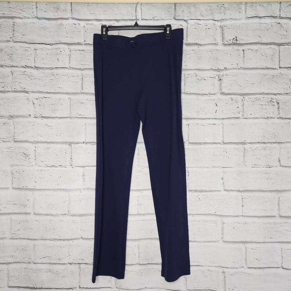 Betabrand Womens Navy Blue Mid-Rise Ponte Knit Pull-On Straight Pants Size Large